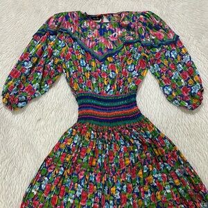 Vintage Diane Freis Maxi Length floral Colorful Dress size medium